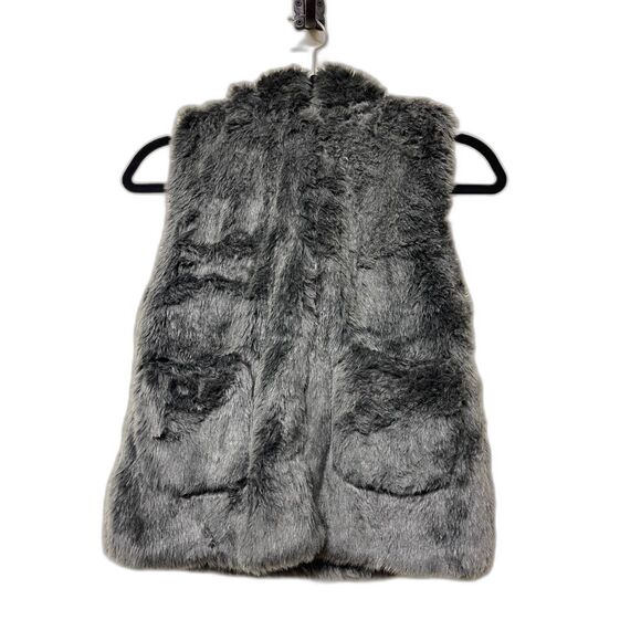 ZARA Girls Gray Faux Fur Sleeveless Hoodie, Sz 9-10 - Picture 1 of 5